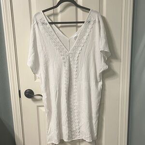 Kona sol XL swim cover up dress. white. semi sheer